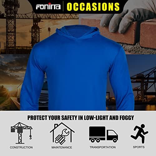 בטיחות FONIRRA נראות גבוהה חולצת T שרוול ארוך לגברים 3 חולצות עבודות בנייה עם מכסה
