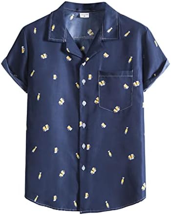 חולצות קיץ של Ubst Mens כפתור למטה שרוול קצר חולצת טריקו הוואי