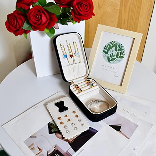 קופסת תכשיטים יוקרתית של Sanqianwan לנשים ， מארגן מארז נסיעות ניידים למתנת שרשרת עגילי טבעות לשושבינות