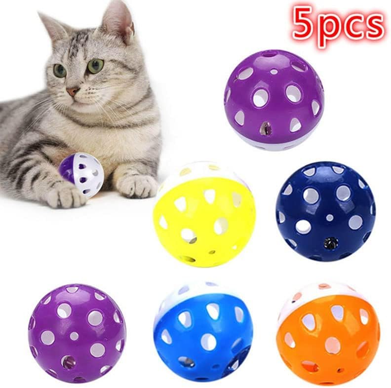 5 יחידות מצחיק חתול צעצוע פעמון כדור 4 סמ פלסטיק כוכב כדור אינטראקטיבי חתלתול יצירתי צבע חלול אימון
