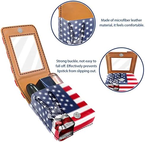 שפתון מקרה, נייד איפור תיק קוסמטי פאוץ, שפתון מחזיק איפור ארגונית,אמריקאי דגל שלום מחווה דפוס