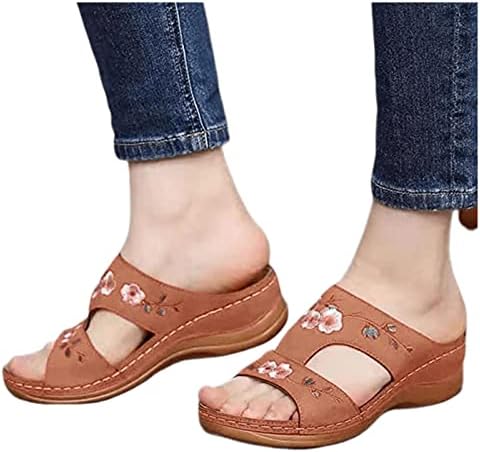 סנדלי LaUsiuoe נשים טריזות קיץ לבוש סנדלי שקופיות אורתופדיות נוחות נעלי הליכה רכות מזדמנים עם תמיכה