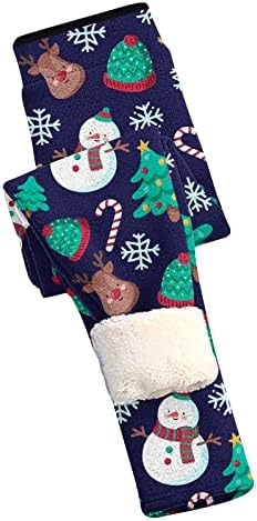 חותלות חמות בחורף לנשים מכנסיים אלסטיים תרמיים אלסטיים צמר צמר טייץ עבה מרופד מכנסי הדפסת חג המולד תחתון