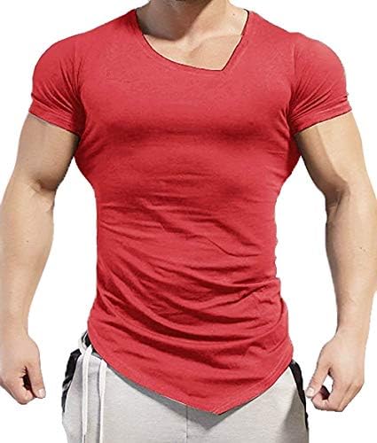 גברים של כושר אימון חולצה קצר שרוול שרירים לחתוך חולצות פיתוח גוף אימון כושר טי חולצות