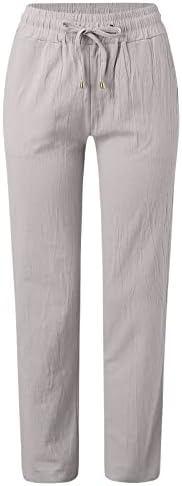מכנסי פשתן לנשים 2023 מכנסיים מזדמנים מותניים גבוהים המציגים מכנסי רגל רחבים אלסטיים רופפים מכנסיים