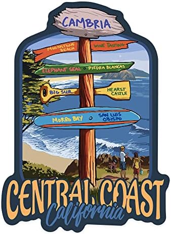 Die Cut Calter Cambria, קליפורניה, החוף המרכזי, תמרור יעד, מדבקה ויניל מתאר 1 עד 3 אינץ ', קטן