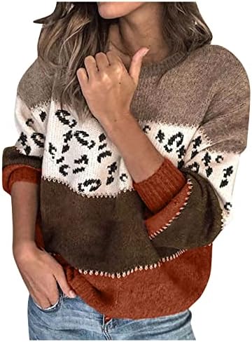 MTSDJSKF נשים סוודרים מדומים צוואר שרוול ארוך כבלים סריגים סריקים סווטשירטים תרמיים בלוק בלוק סוודר