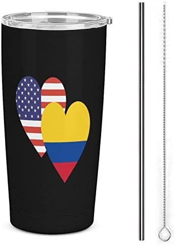 דגל לב אמריקאי קולומביה דגל נירוסטה כוס נירוסטה כוס מים מבודדים ספל נסיעות ספל קפה למשקאות חמים וקרים