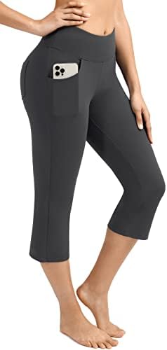 יוגה בוטקאט יוגה מכנסיים עם כיסים לנשים גבוהה מותן אימון בוטלג מכנסיים בטן שליטה, 4 כיסים לעבוד מכנסיים