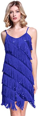 שמלת פלאפר לנשים מפוארת משנות העשרים של המאה העשרים נצנצים מתנודדים שמלת קוקטייל למסיבה לטינית
