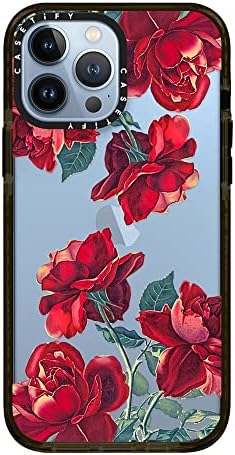 מארז ההשפעה של Casetify עבור iPhone 13 Pro Max - ורדים אדומים - ברור שחור
